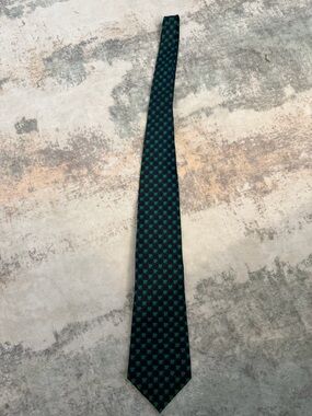 Hallmark Navy Tie with Bright Green Clover Pattern